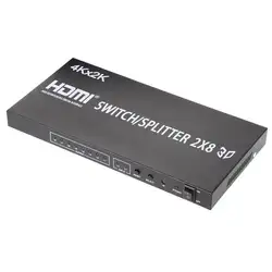 Top-2X8 HDMI 3D True Matrix переключатель Splitter 2 в источник 8 из дисплей W/Remote 4 К к К