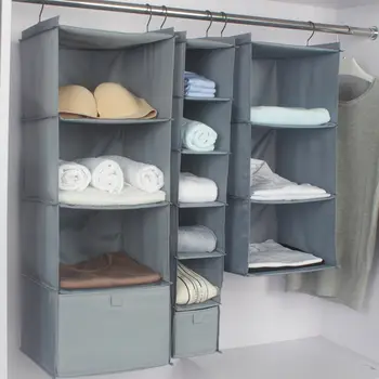 

Beautiful Foldable Hanging Wardrobe Organizer Storage Bag Closet Shelf Cloth Hanger Rack Container Multi Styles