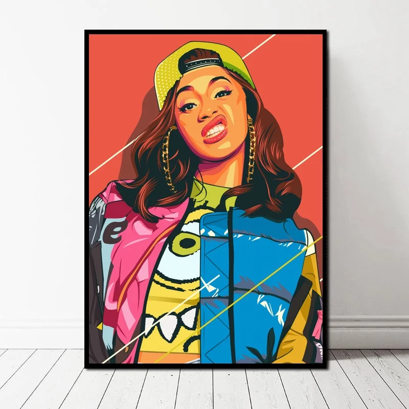

Cardi B American Fashion Female Rapper Pop Music Singer Star Poster Art Canvas Poster Wall Picture for Living Room No Frame