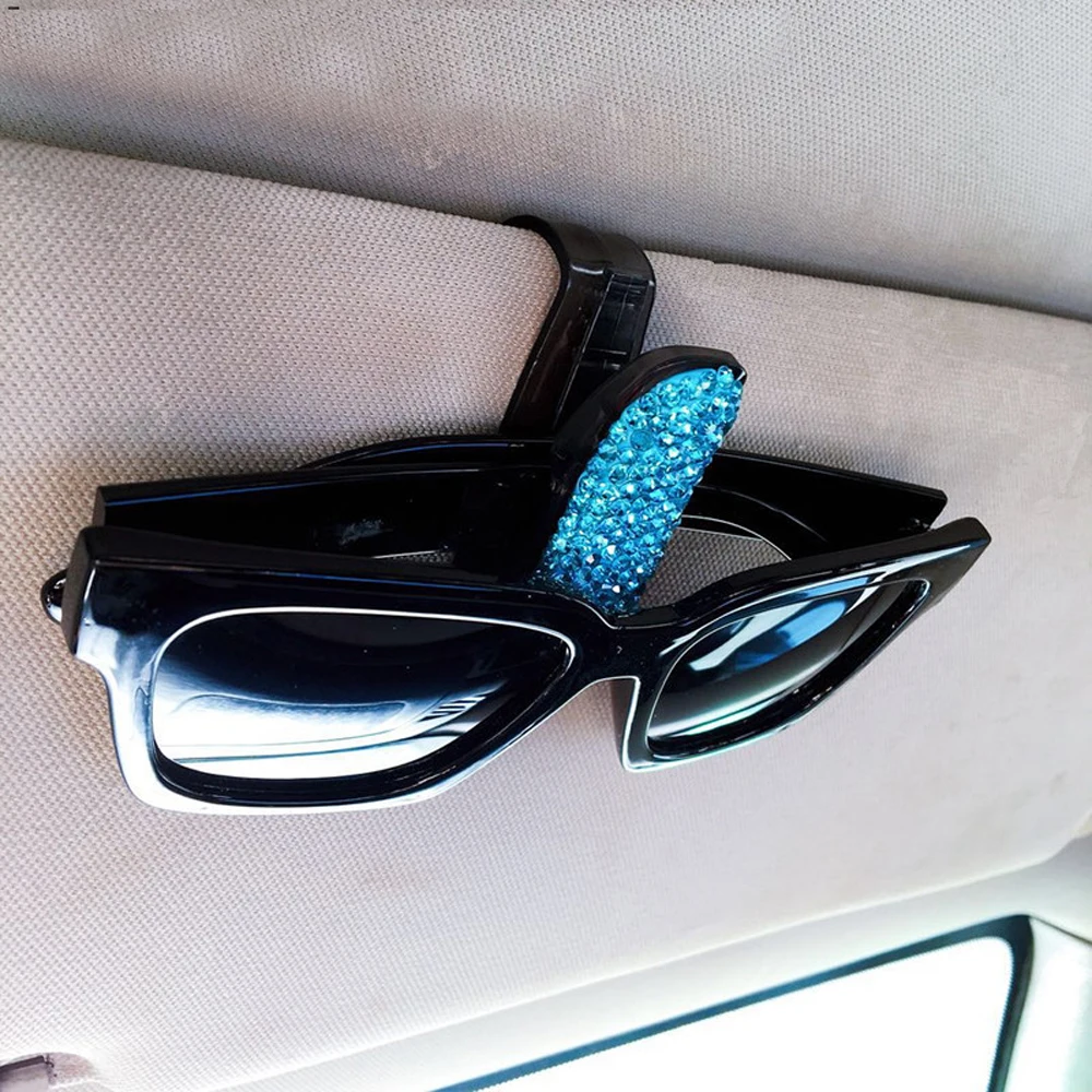 Авто крепеж зажим белые стразы Алмазный автомобильный солнцезащитный козырек очки солнцезащитные очки папка для билетов квитанция карта зажим держатель для хранения зажим