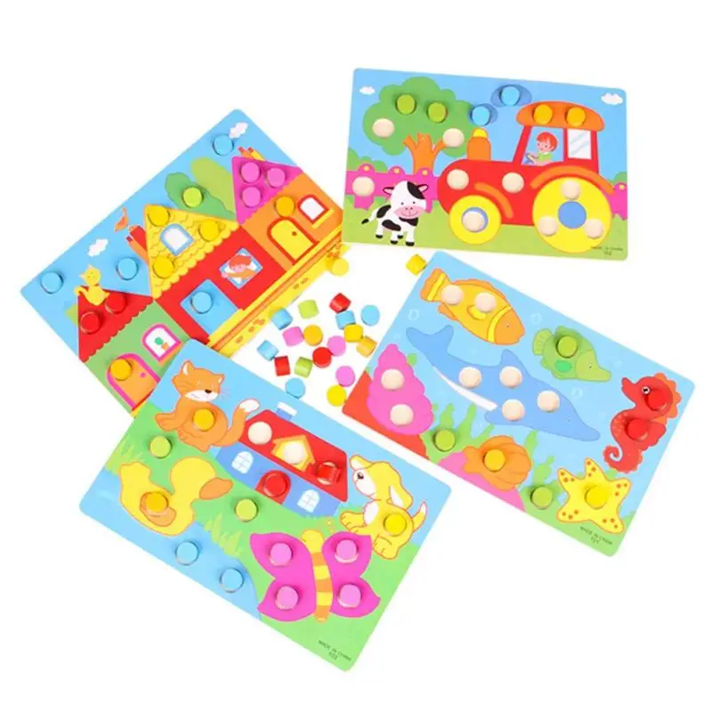 

Color Cognition Board Wooden Toy Jigsaw Montessori Educational Development Creativity Toy For Children Christmas Gift