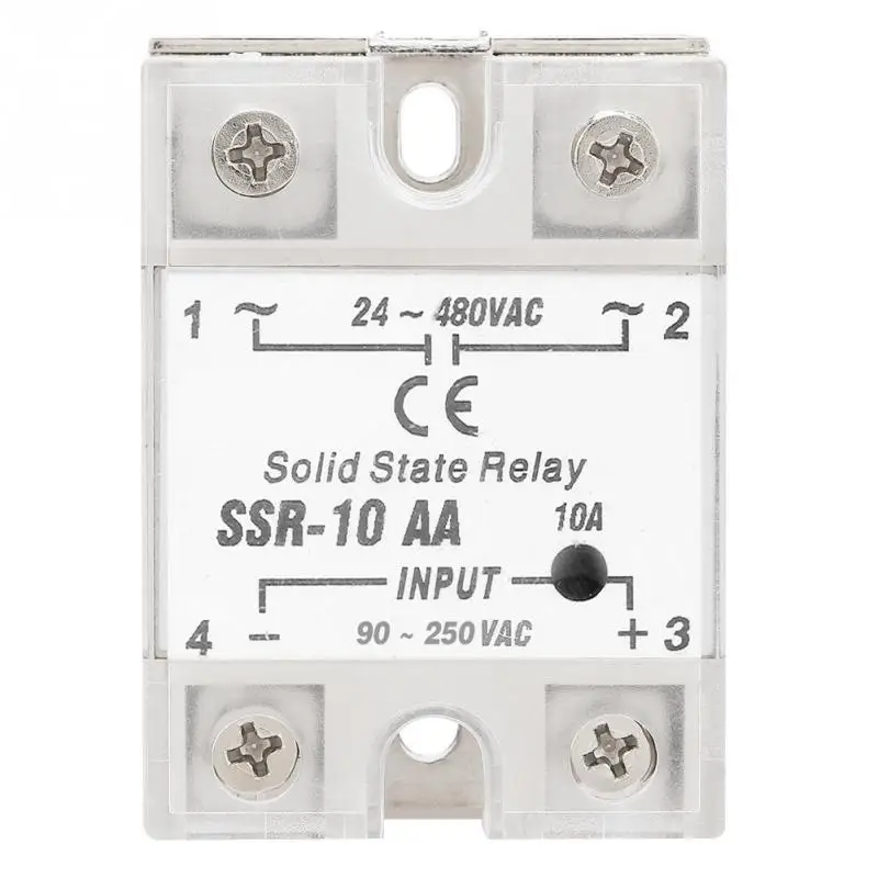 SSR 10 AA 10A твердотельный релейный модуль AC вход 90 250 В выход 24 480 пластик + металл