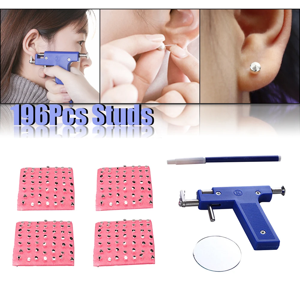 

Professional Blue Stainless Steel Nose Ear Navel Body Analgesia Ear Piercer Unit Tool Kit