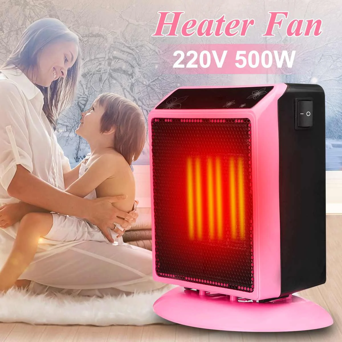 

220v 500w Mini Electric Heater Fan Protable Slient Warm Air Blower Home Floor Desk Fan Heater Handy Infrared Heater