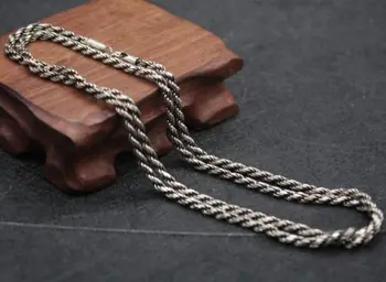 

Solid 925 Sterling Silver Necklace 3.2mm Rope Link Chain Necklace 27.6