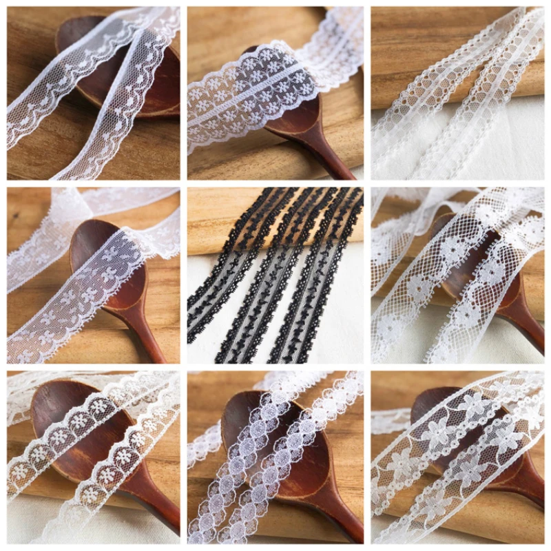 

White Black Sequence Tulle Lace Fabric Guipure Trim Ribbon Tape Toy Dolls Clothing Collar Cuff DIY Sewing Accessories P033