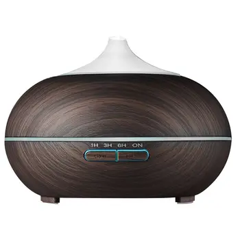 

300ml Wood Grain Ultrasonic Cool Mist Humidifier-Quiet Humidifier with Color LED Lights Changing & 4 Timer Settings for Yoga S