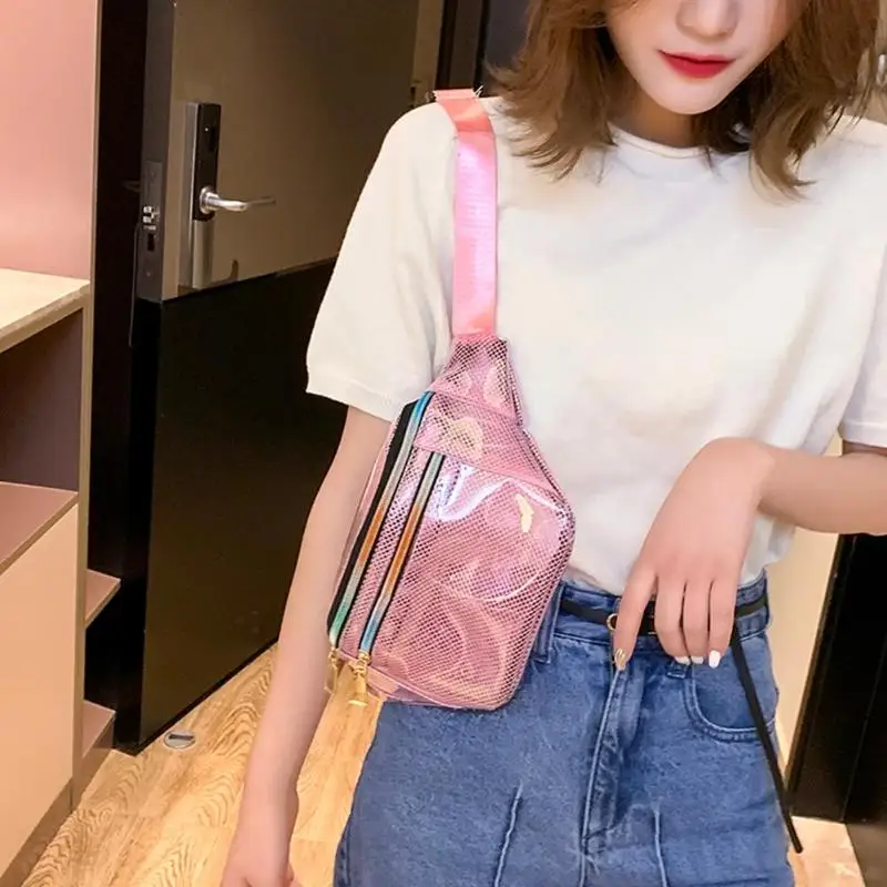 

2019 New Fashion Casual Girls PVC Transparent Waist Bags Belt Shoulder Fanny Packs Women Chest Crossbody Handbags