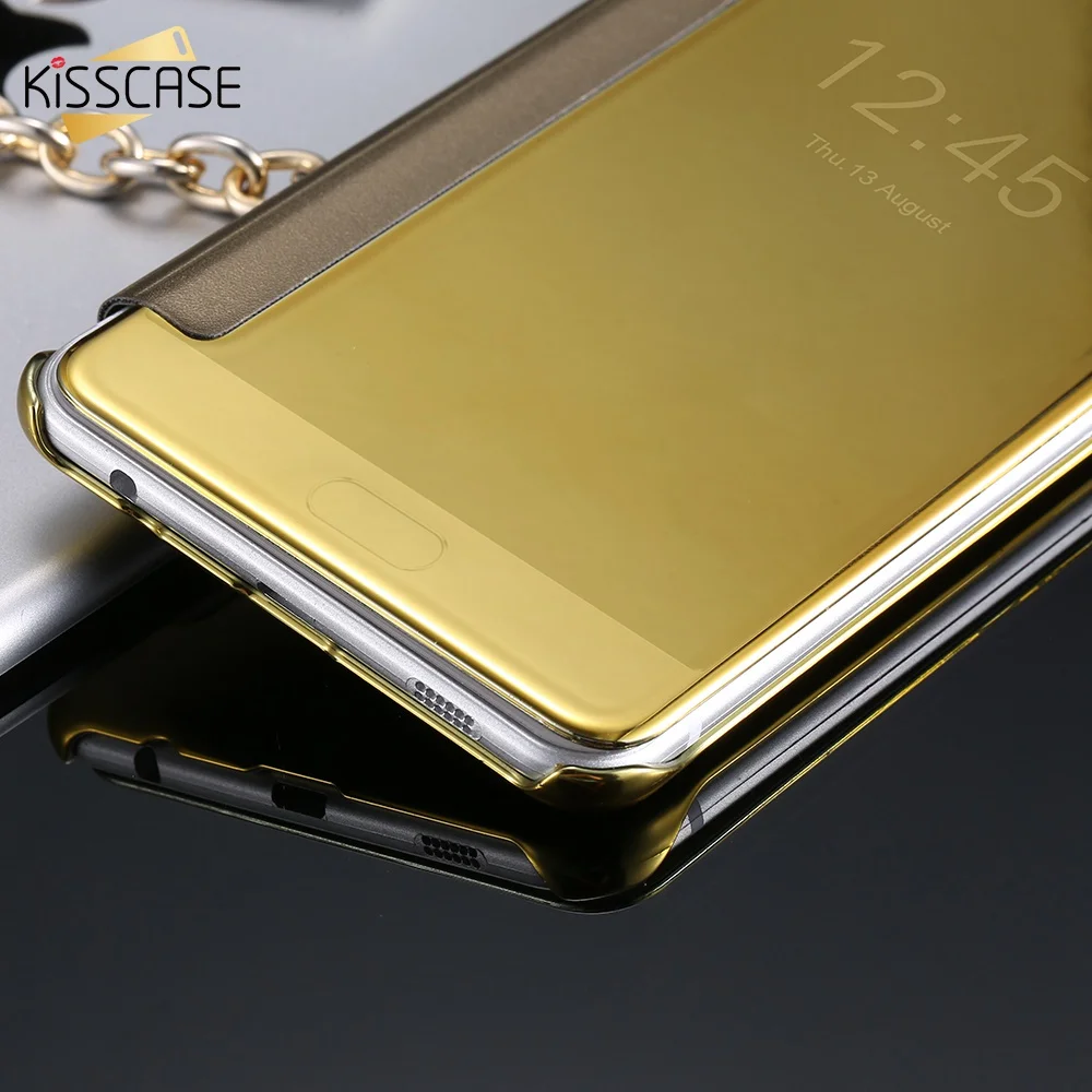 Флип Чехлы kisscase для Samsung Galaxy S8 Plus S6 S7 Edge прозрачный зеркальный чехол