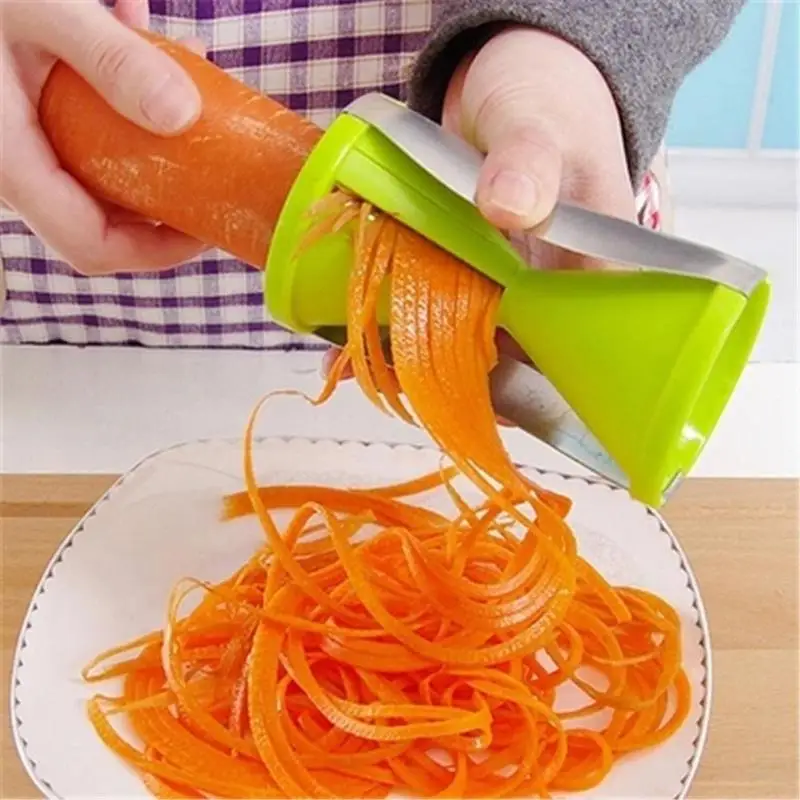 

Multi-Function Carrot Spiral Slicer Grater Vegetable Peeler Cutter Stainless Steel Blade Integrated Mold Cucumber Kitchen Tool