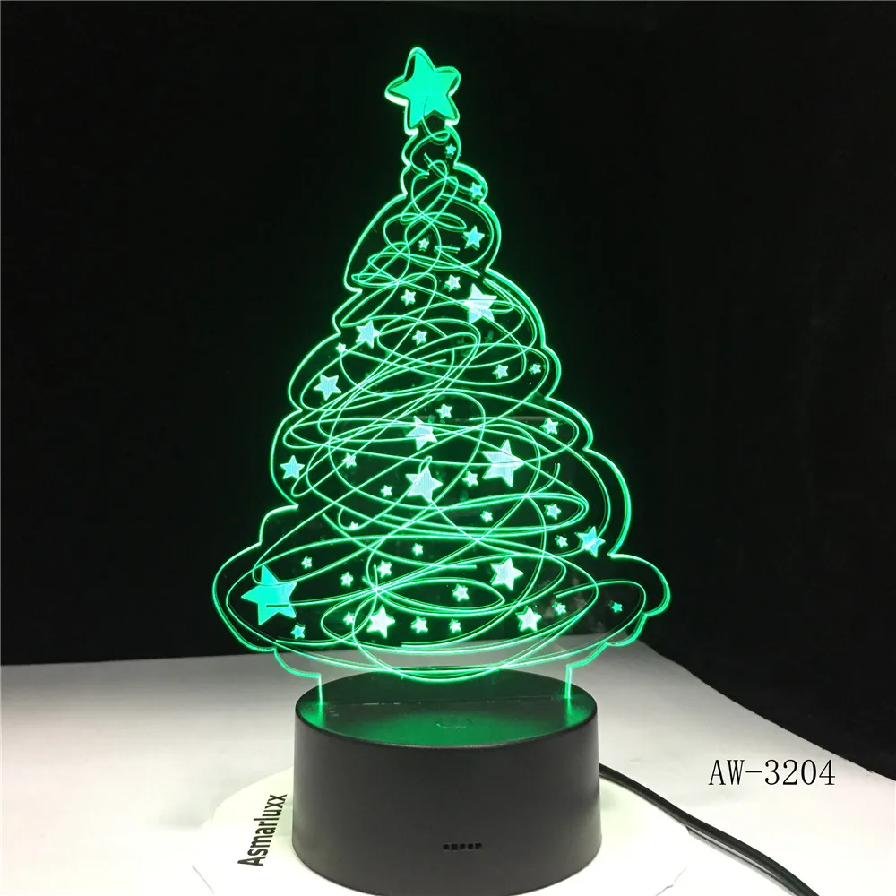 3D эффект светодиодный настольная лампа Рождественская елка usb приведенный в действие Ночной свет настольный свет для домашнее барное кафе Офис Ресторан выбор AW-3204