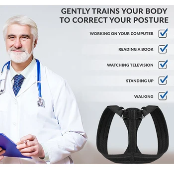 

Adjustable Black Posture Corrector Back Support Men Women Back Posture Corrector Lumbar Corset Brace Belts Prevents Slouching
