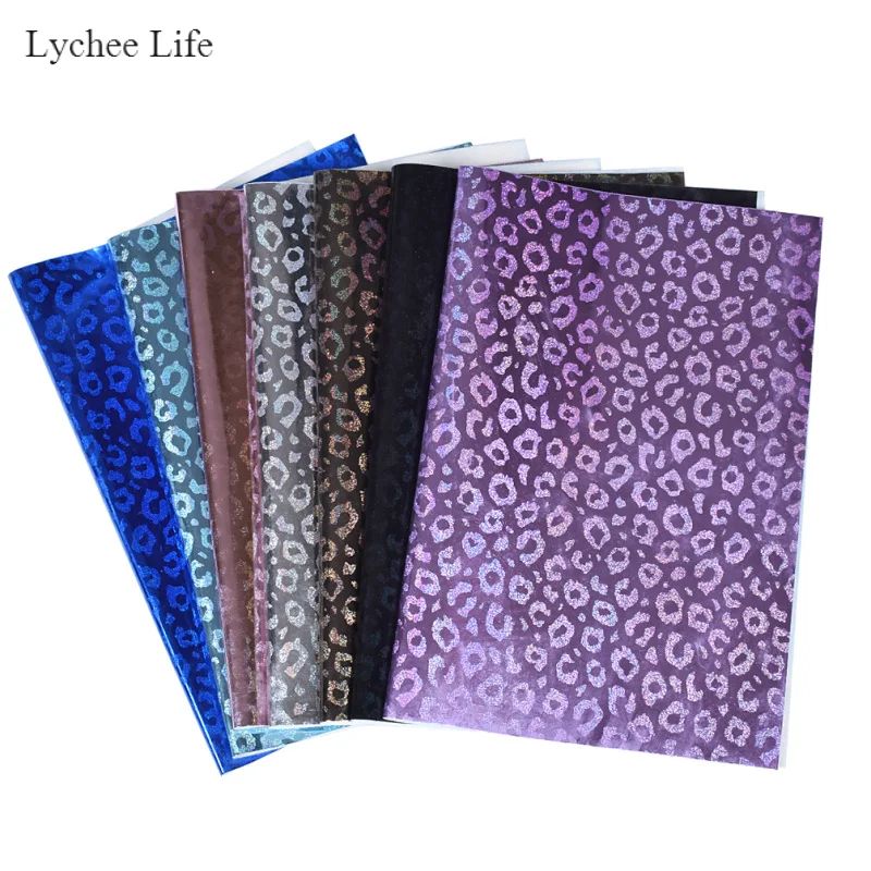 Lychee Life A4 лазерный леопардовый узор искусственная кожа швейная ткань DIY ручной работы украшения одежды аксессуары