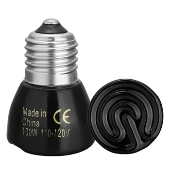 

Mini Infrared Ceramic Emitter Heating Light Bulb 45mm Heat Lamp Black 25W 50W 75W 100W For Reptile Pet Brooder 110V/220V