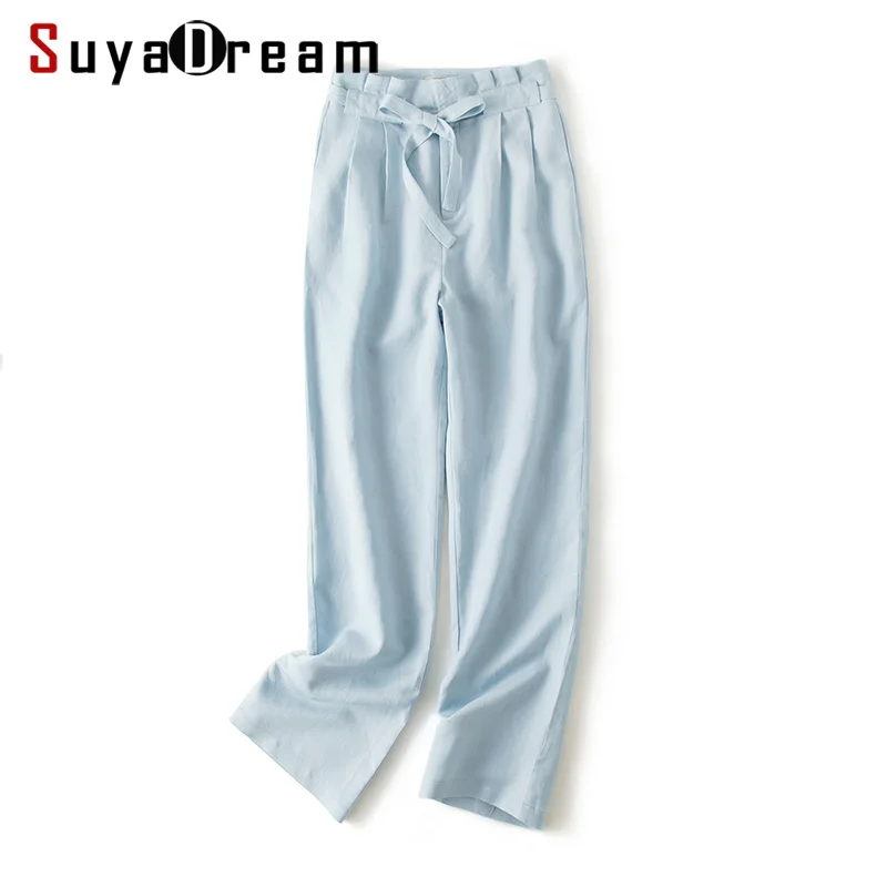 

Women Pants 50%Mulberry Silk 50%Linen Long Pants For Women Office lady style Trousers 2018 Fall Winter New