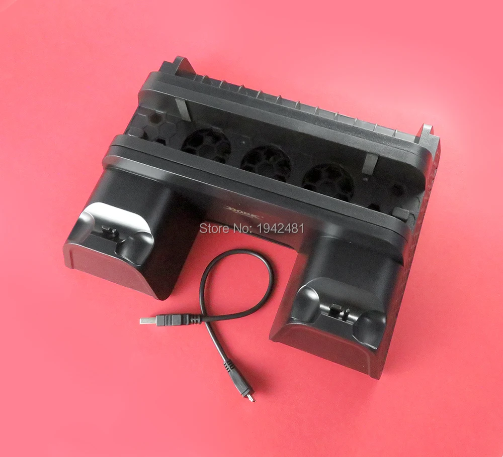 

1PC For PS4 Slim/PS4 PRO Vertical Stand with Cooling Fan Cooler Dual Controller Charger Charging Station for SONY Playstation 4