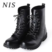 NIS классические мужские мотоциклетные сапоги панк до лодыжек из натуральной кожи военные походные ботинки черные винтажные зимние ботинки мужская обувь