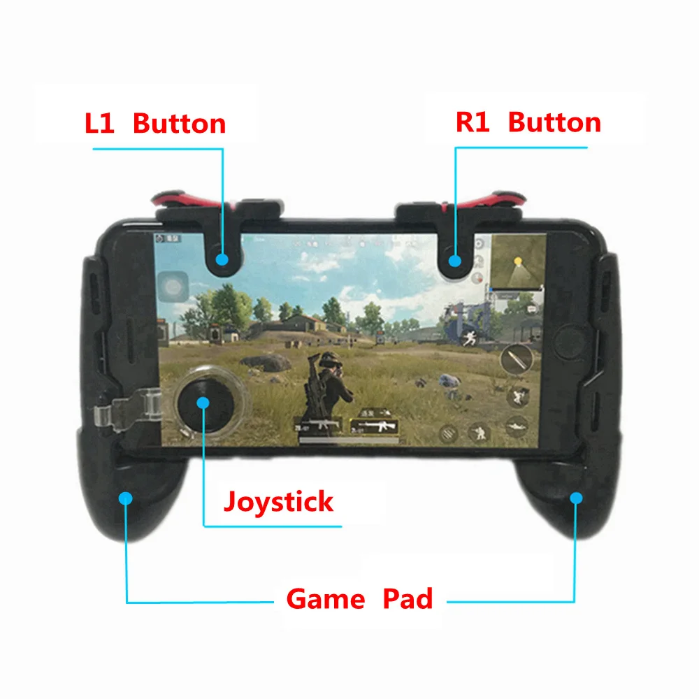 

4in1 for iPhone Android Phone PUBG Mobile Controller Game Joystick L1 R1 Triggers PUGB Mobile Gamepad Free Fire L1R1 Joystick V3