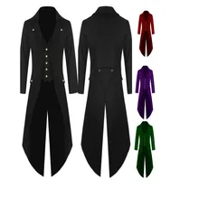 Prendas de vestir para hombre Steampunk Vintage chaqueta de invierno militar chaqueta gótica Victoriana Frock abrigos Batman uniforme disfraz M-4XL Plus