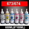 Набор пигментных чернил для заправки EPSON L800 L805 L810 L850 L1800 L351 L350 L551, чернила для принтера T673 600, 673 мл ► Фото 1/6