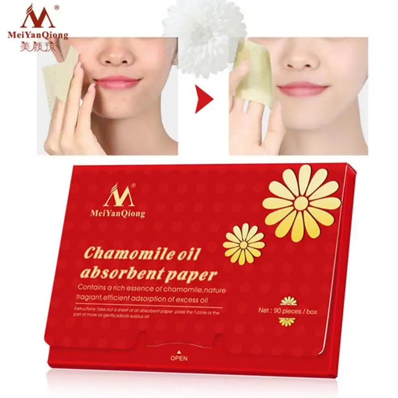 

MeiYanQiong 90 sheets/bag Chamomile Oil Absorbent Paper Natural Wood Pulp Fragrant Sheets Efficient Adsorption of Excess Oil