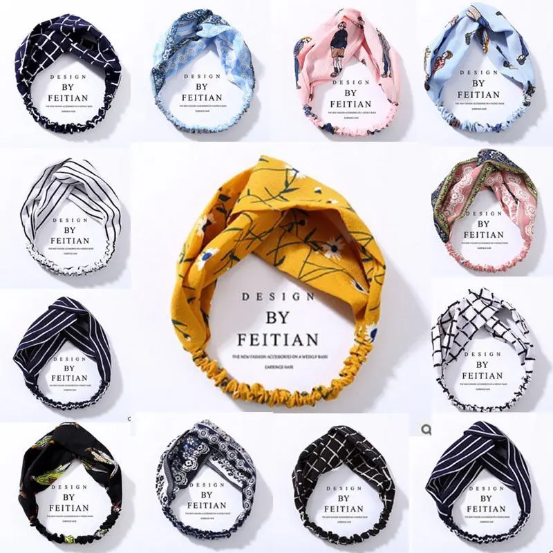 

Fashion Brand New Women Fabric Alice Band Floral Cartoon Striped Haarband Headband Twist Hairband Bow Knot Cross Soft Headwrap
