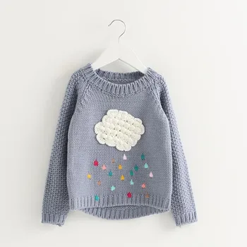 

2018 Autumn Girl Clouds Printing Children Baby Long Sleeve Sweater