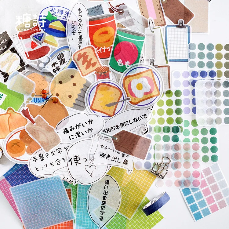 40pcs / Bag Cute Cartoon Japanese Style Adhesive Washi Stickers Scrapbooking Custom DIY Decoration Hand Decoration Tool