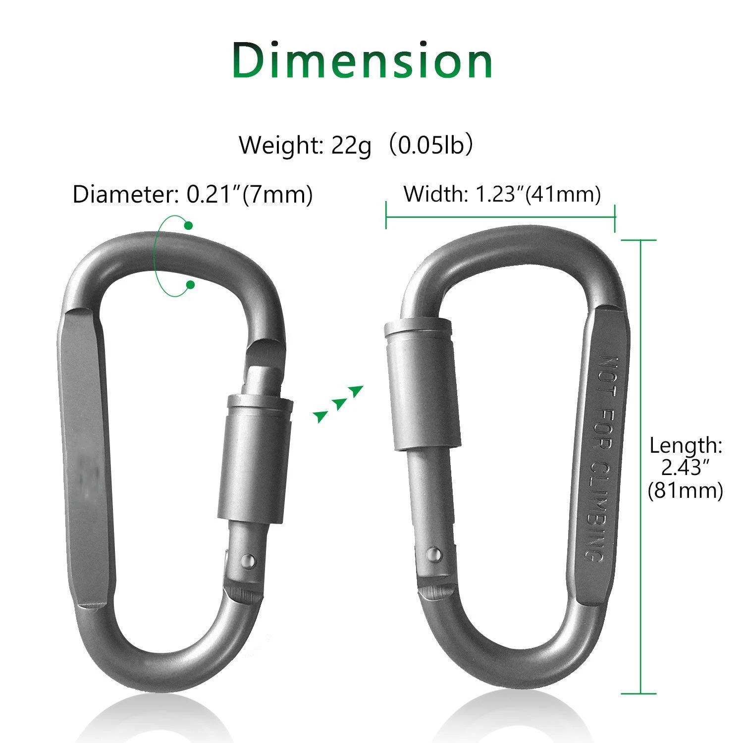 ELOS-8 штук d-образный карабин с винтовой крышкой, алюминиевый брелок карабин, карабин для кемпинга, рыбалки, туризма или путешествий