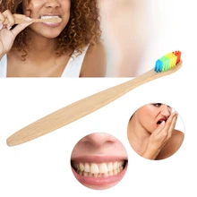 5 шт. Радужная бамбуковая зубная щетка цветная мягкая щетка для головы бамбуковая зубная щетка a