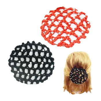 

Crochet Fashion Hair Accessories 1 pc Women Hair Bun Cover Snood Pearl Ballet Dance Skating Net Skating