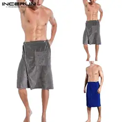 INCERUN для взрослых мужчин халат Домашняя одежда однотонные удобные для ванной юбка полотенца халаты удобные мягкие карманы