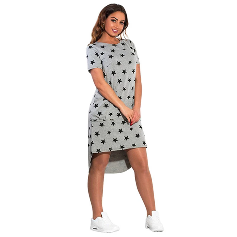 

Nightgowns Sleepshirts Women Summer 6xl Stars Print Big Size Plus Size Grey Short Sleeve Soft Pregnant Woman
