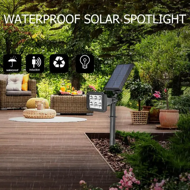 

IP65 Waterproof Solar Spotlight Motion Sensor Projector Lamp Lawn Flood Light Outdoor Garden 6 LED Wall Lamp Landscape Light