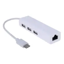 RJ45 сетевой кабель порт USB 3,1 тип-c конвертер адаптер с 3 USB порт