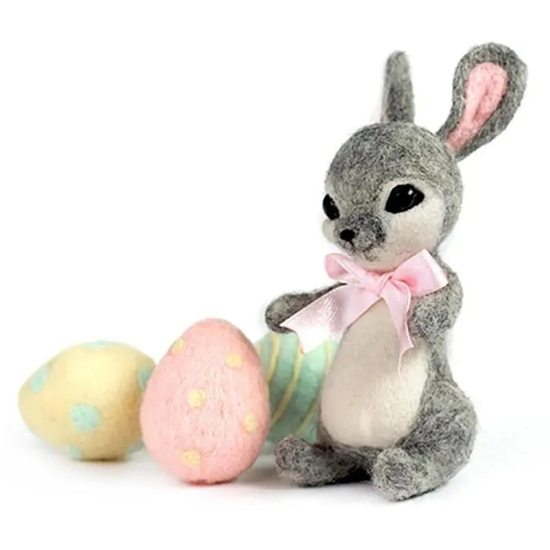 

Wool Felt Handmade Poked Easter Rabbit DIY Needle Material Bag Crafts
