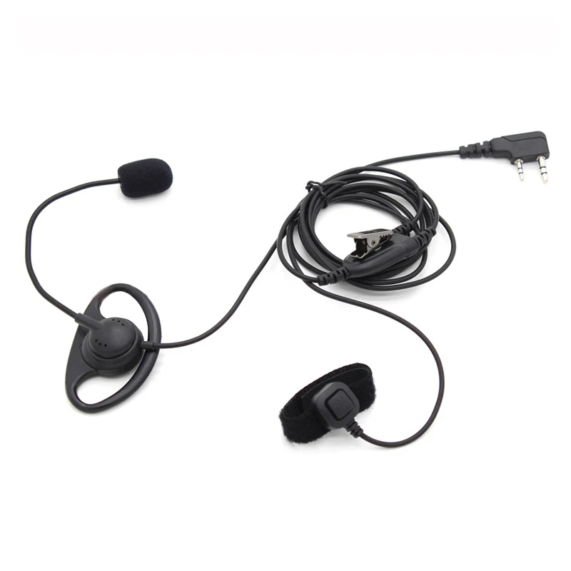 AABB-2 Pin D Shape Earhook Earpiece Headset with Finger PTT + Mic for Kenwood BaoFeng UV-5R GT-3TP UV-82HP BF-F8 BF-888S PX-88 |