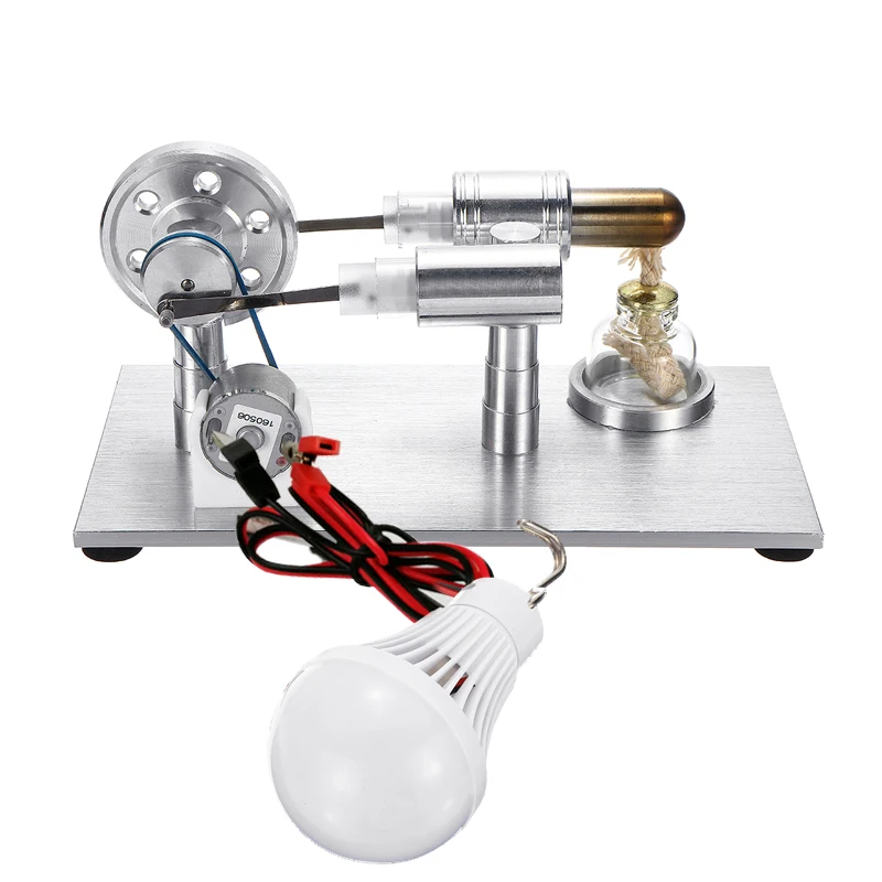 

Metal Engine Model External Combustion With Light Bulb Developmental Toy Low Temperature DIY Model Toy Gift