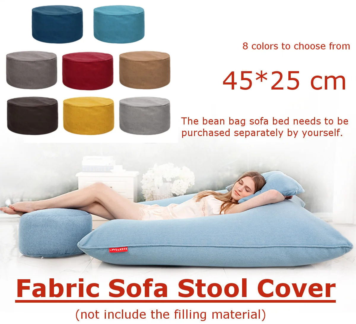 

8 Colors Living room stool Cover home sofa round stool foot stool Cover tea table small chair minimalist fashion decoration