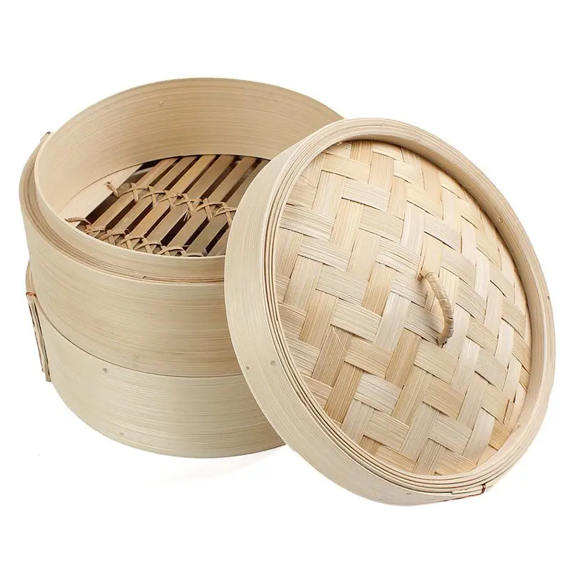 2 уровня 8 дюймовый бамбуковый пароход Dim Sum корзина рисовая паста плита набор с