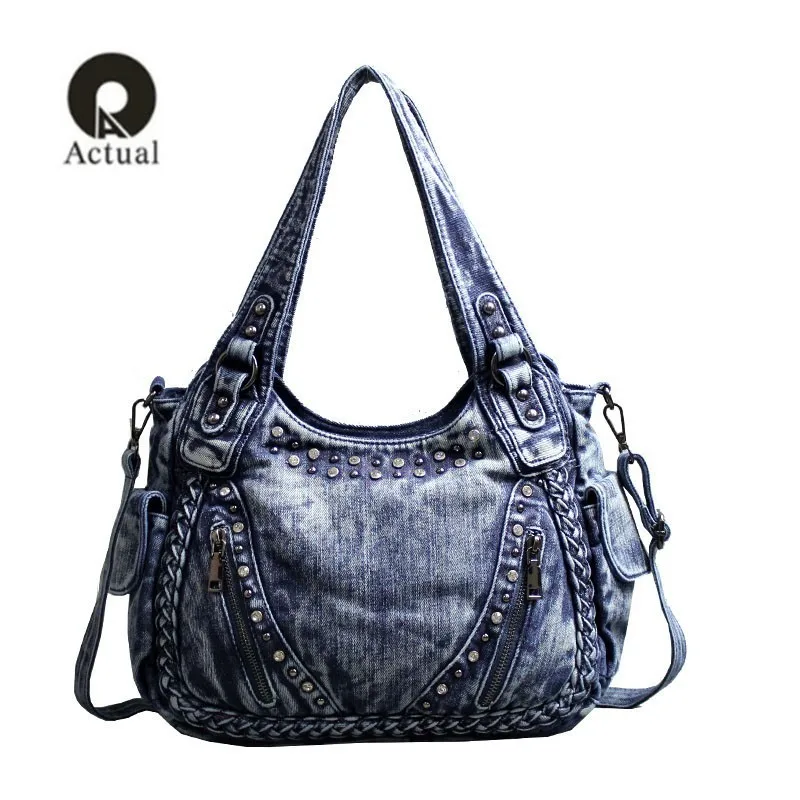 

2019 qian yi yuan Brand Women Bag 2019 Fashion Denim Handbags Female Jeans Shoulder Bags Weave Design Women Tote Bag
