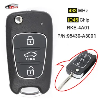 

KEYECU 433MHz ID46 Chip RKE-4A01 P/N: 95430-A3001 Upgraded Flip Folding 3 Button Remote Car Key Fob for Kia Ray
