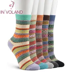 Зимние носки в этническом стиле, теплые, мягкие, толстые, разноцветные, 20 см/7,9 дюйма, однотонные, 10 см/3,9 дюйма, женские носки