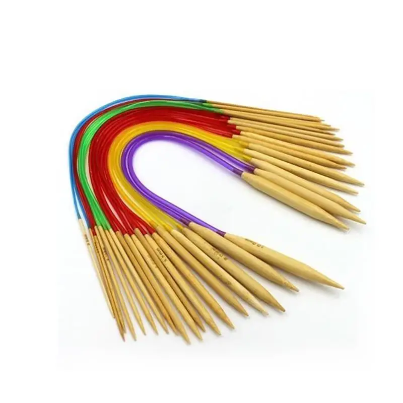 

Lemonbest 18Pcs/Set Multicolor PE Hose Carbonized Bamboo Circular Crochet Hook Knitting Needle Weaving Tool