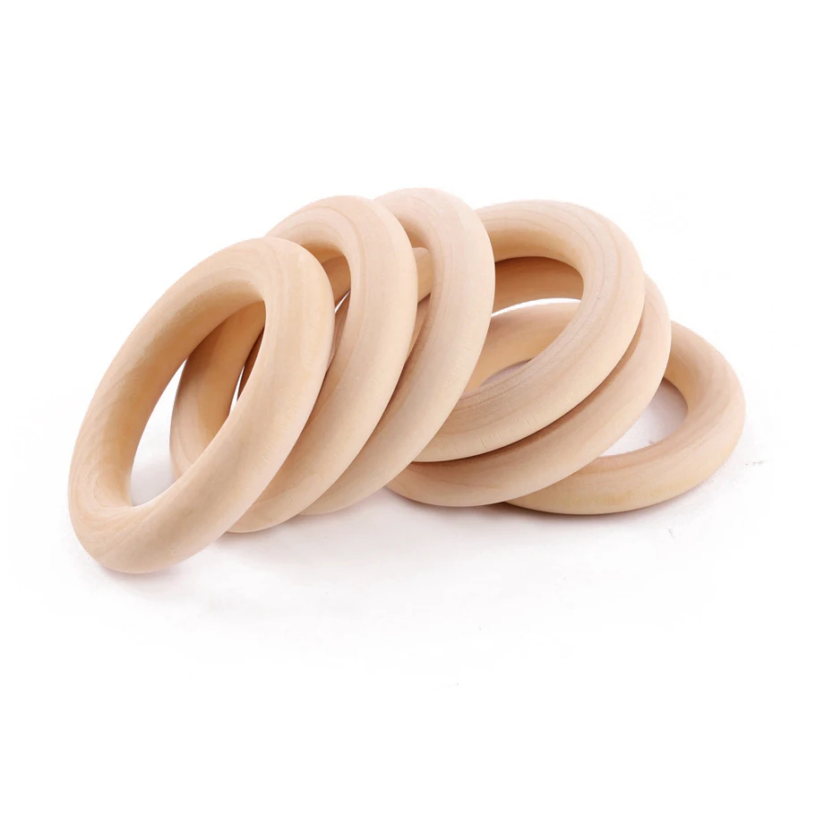 5Pc 70MM 자연  나무 젖니가 남 반지 Teether 나무  Teethers 어린이를위한  액세서리 DIY 공예 어린이 용품 장난감
