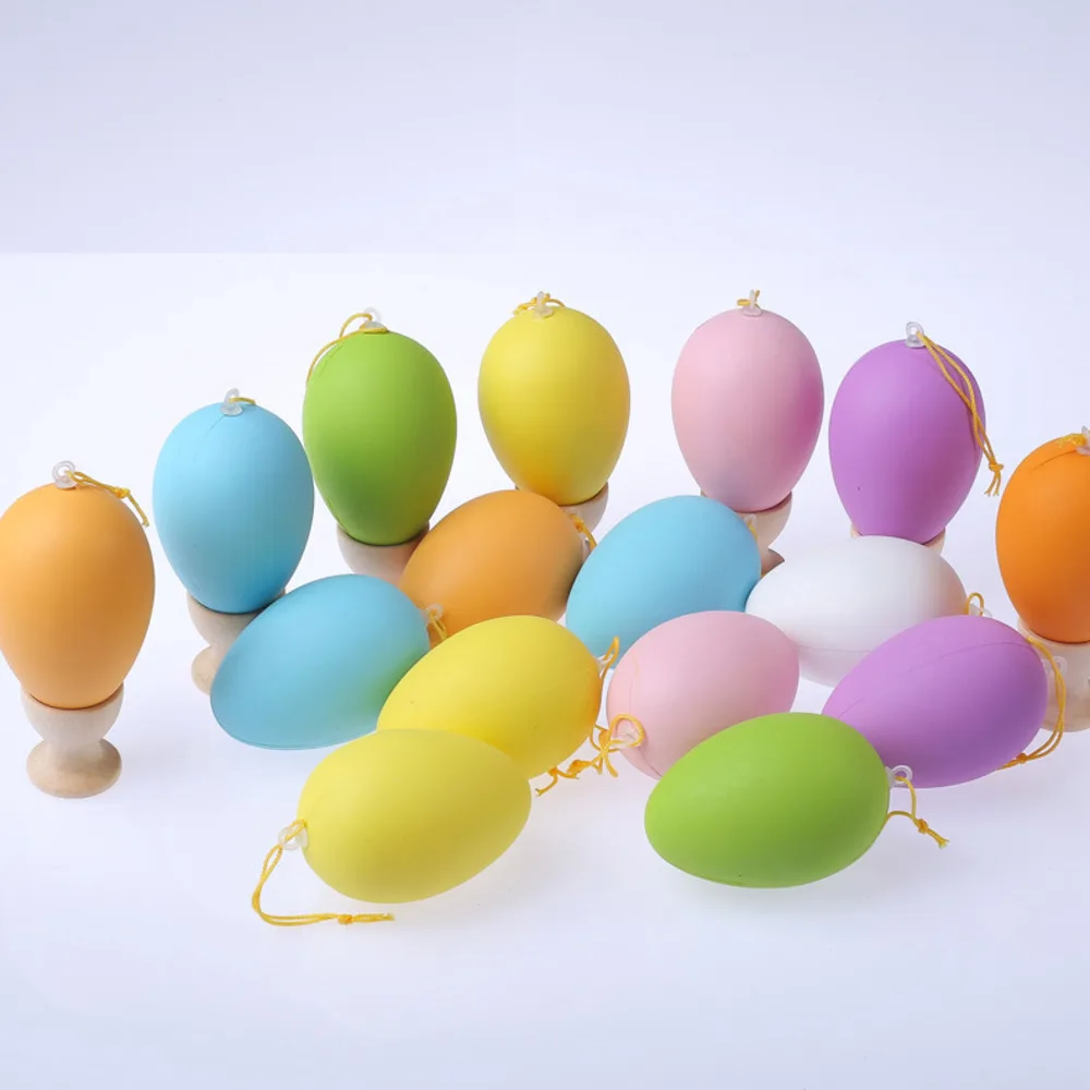 

6*4 With Lanyard Simulation Color Egg Children Creative Toys Kindergarten DIY Decorative Ornaments Easter Eggs