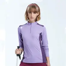 Сезон весна-лето; быстросохнущие женские спортивные топы с длинным рукавом; дышащие футболки для пеших прогулок и альпинизма; треккинговые футболки