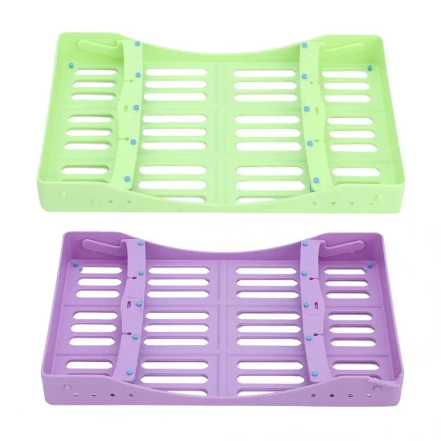 

2 Colors Dental Plastic Sterilization Rack Instrument Placement Dental Tools Disinfection Box Organizer Dispenser