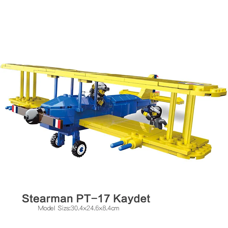 

Stearman PT-17 Kaydet model aircraft compatible legoinglys military ww2 series gun weapons building blocks toys children gift