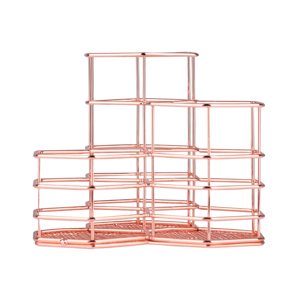 

1 Pc Sundries Hexagonal Metal Storage Box Holder Storage Basket Stationery Iron Pen Container Organzier for Desktop Bedroom